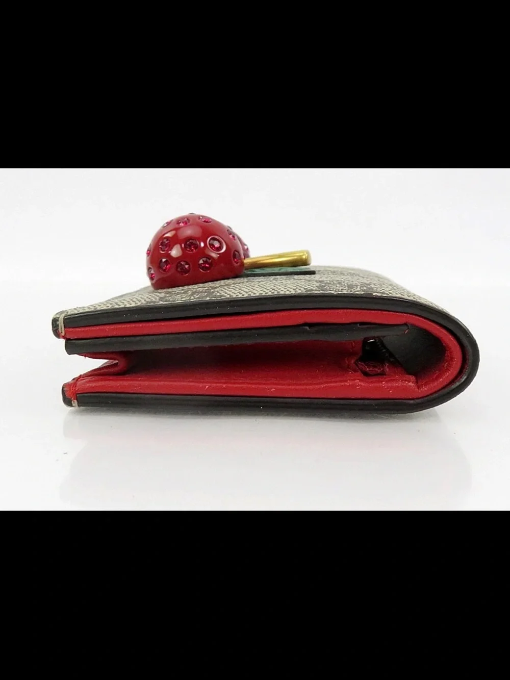 Gucci Beige GG Supreme Cherry Appliqué Wallet